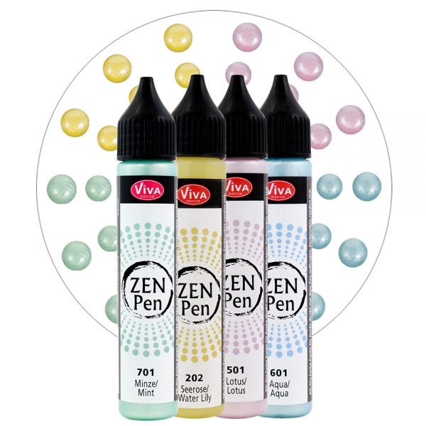 Zen-Pen 4er Set - Rosa, Pastellgelb, Pastellblau und Pastellgrün