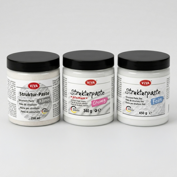 Viva Decor® Texture Paste Set – Creamy, Fine & Coarse – Acrylic Effect Paste Set