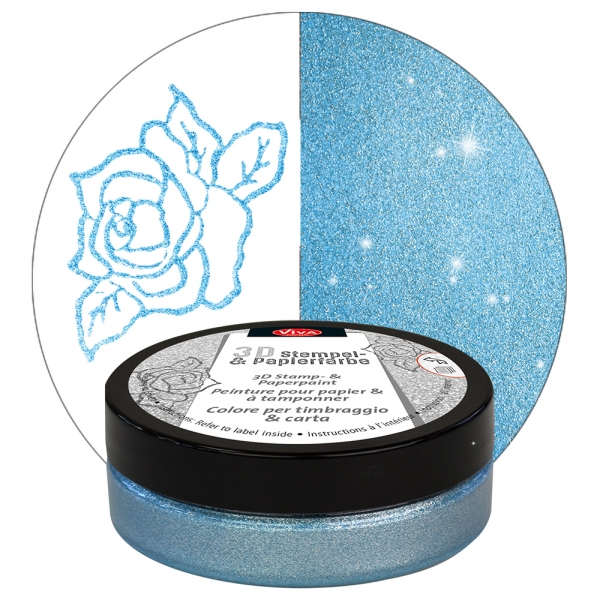3D Stempel- und Papierfarbe Hellblau