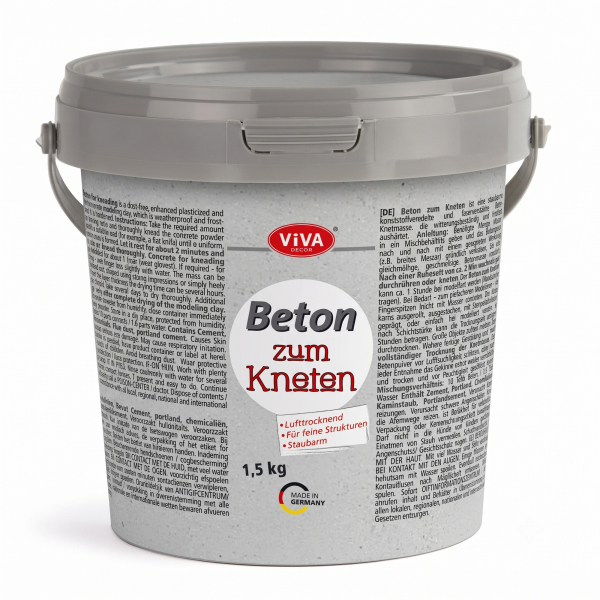 Viva Decor® Beton zum Kneten - 1,5 kg - Modellierbarer Bastelbeton