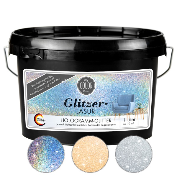 My COLOR Room® Glitzer-Lasur 1000 ml, transparente Glitzer Wandlasur
