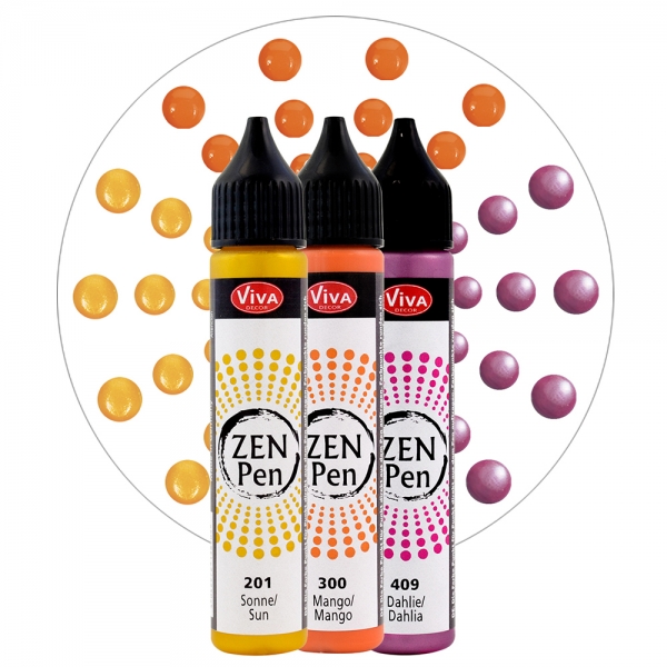 Zen-Pen im 3er Pack - Farben Gelb, Orange, Violett